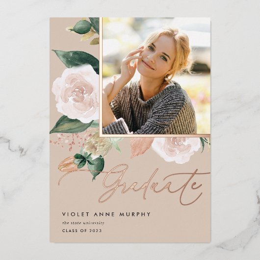 Boho Blooms | Faire-part d'obtention d'un diplôme  (Recto)