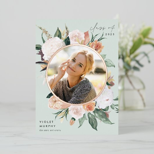 Boho Blooms | Faire-part d'obtention d'un diplôme (Debout devant)