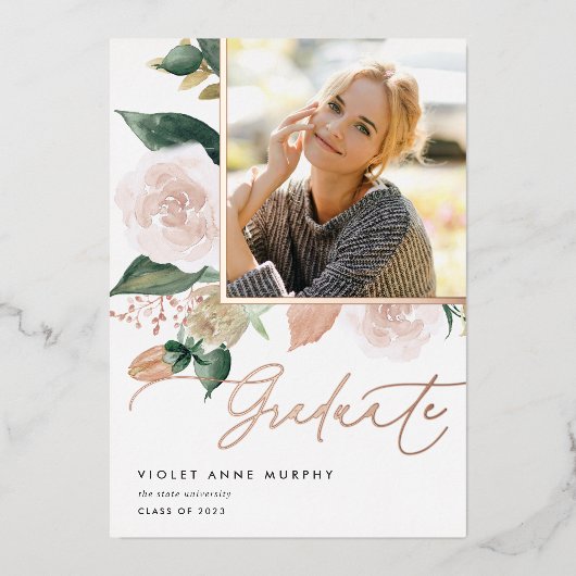 Boho Blooms | Faire-part d'obtention d'un diplôme (Recto)