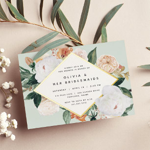 Boho Blooms Floral Bridesmaids Luncheon of Brunch Folie Uitnodiging