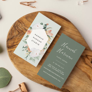 Boho Blooms Geometrische Waterverf Floral Visitekaartje
