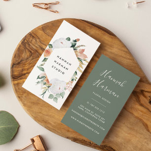 Boho Blooms Geometrische Waterverf Floral Visitekaartje