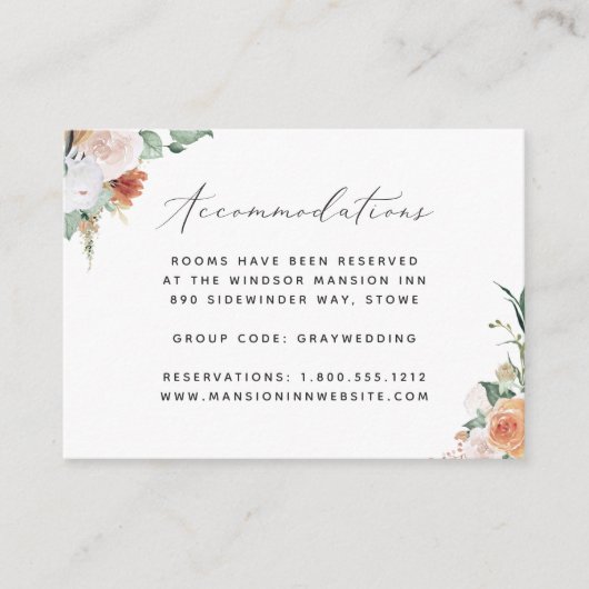 Boho Blooms Mariage Hotel Hébergement Cartes (Devant)