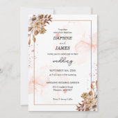 Boho Blooms: Modern Bloem Bruiloft Uitnodiging (Voorkant)