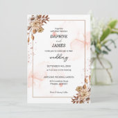 Boho Blooms: Modern Bloem Bruiloft Uitnodiging (Staand voorkant)