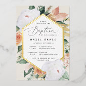 Boho Blooms Modern Floral Baptisme Folie Uitnodiging (Voorkant)