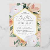 Boho Blooms Modern Floral Baptisme Folie Uitnodiging (Voorkant)