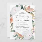 Boho Blooms | Modern Floral Christening Kaart (Voorkant)