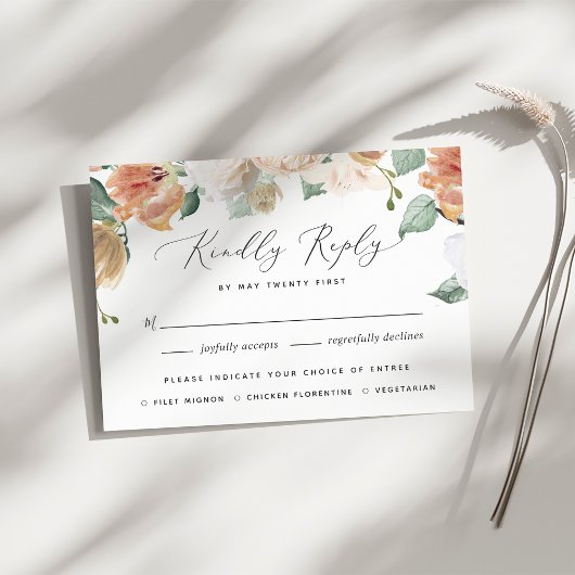 Boho Blooms Modern Floral Meal Choice RSVP Card