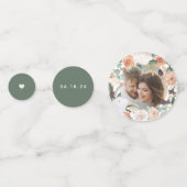 Boho Blooms Modern Floral Personalized Wedding Confetti (Achterkanten)