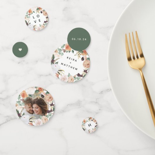 Boho Blooms Modern Floral Personalized Wedding Confetti (Groep)