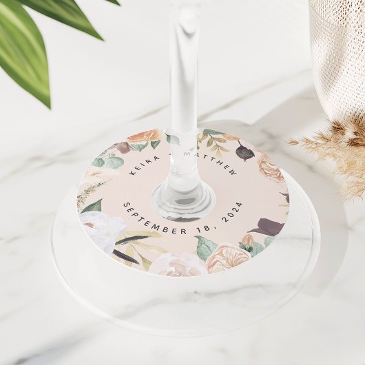 Boho Blooms | Modern Floral Personalized Wedding Wijnglaslabel