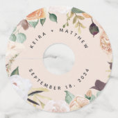 Boho Blooms | Modern Floral Personalized Wedding Wijnglaslabel (Voorkant)