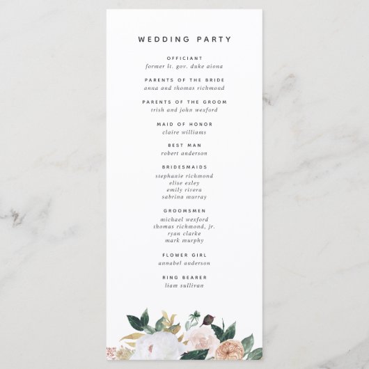 Boho Blooms Modern Floral Wedding Ceremony Programma (Achterkant)