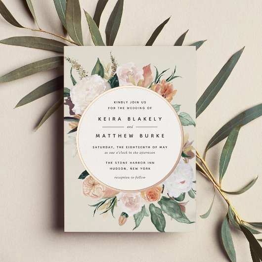 Boho Blooms Modern Floral Wedding Folie Uitnodiging