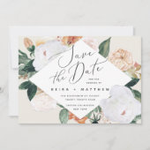 Boho Blooms | Moderne geometrische bloemen Save The Date (Voorkant)