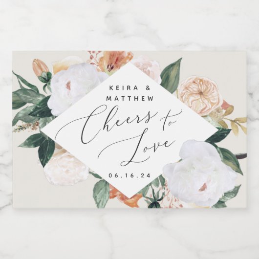 Boho Blooms Persoonlijke liefhebbers Sparkling Wijnetiket (Enkel label)