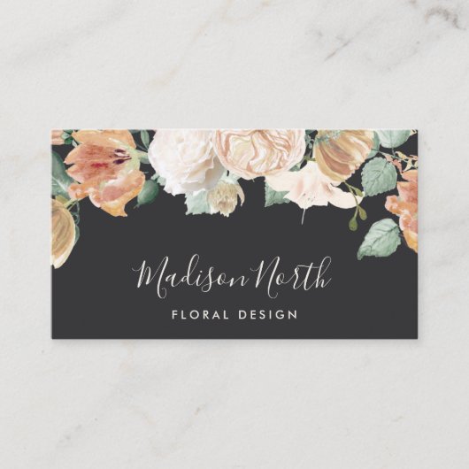 Boho Blooms Waterverf Floral Calligraphy Script Visitekaartje (Voorkant)