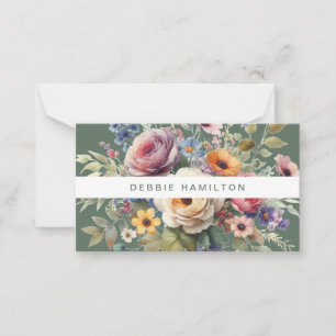 Boho Blooms Waterverf Floral Elegant & Artistiek Notitiekaartje