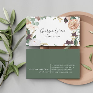 Boho Blooms Waterverf Floral Visitekaartje