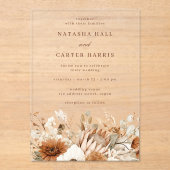 Boho Blooms Wedding Acryl Uitnodigingen (Voorkant)