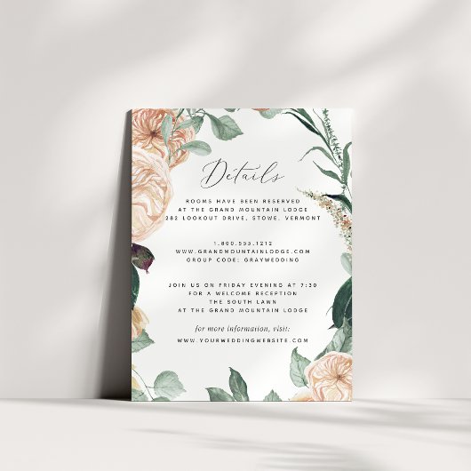 Boho Blooms Wedding Guest Information Insert Kaart
