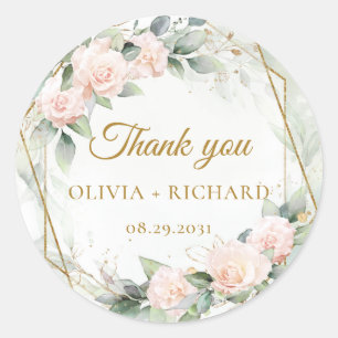 Boho blos groen en goud lijst bruiloft sticker