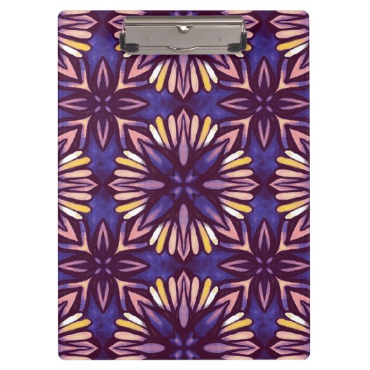 Boho Blossom: Paarse bloemenmotief Klembord (Voorkant)