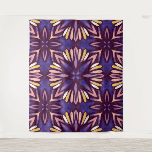 Boho Blossom: Paarse bloemenmotief Wandkleed