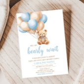 Boho Blue Balloon Beer Baby shower Kaart