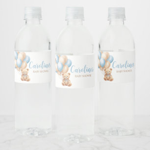 Boho Blue Balloon Beer Baby shower Waterfles Etiket