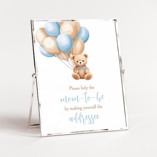 Boho Blue Balloon Beer Envelope Station Poster