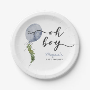 Boho Blue Balloon Oh Boy Baby shower Papieren Bordje