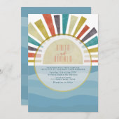 Boho Blue Beach Wedding Invitation Kaart (Voorkant / Achterkant)