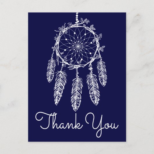 Boho Blue Bedankt Dream Catcher Native American Briefkaart (Voorkant)