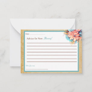 Boho Blue Beer Baby shower Advies voor mama Kaart Notitiekaartje