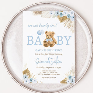 Boho Blue Beer Baby shower Kaart