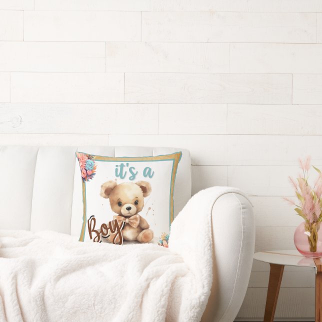 Boho Blue Beer Baby shower Kussen (Bank)