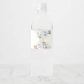 Boho Blue Beer Baby shower Waterfles Etiket (Achterkant)