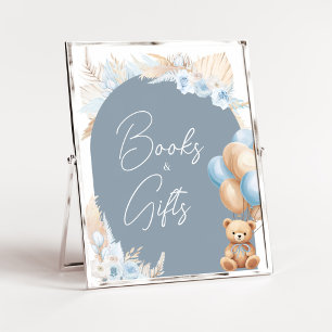Boho Blue Beer Balloon Baby shower Boeken en gesch Poster
