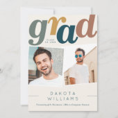 Boho Blue & Beige Afstudeerder Typografie Foto Afs Aankondiging (Voorkant)