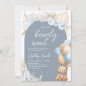 Boho Blue Beren ballon Baby shower Kaart (Voorkant)