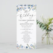 Boho Blue Botanical Wedding Programme (Debout devant)