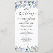 Boho Blue Botanische bruiloft programma (Voorkant)
