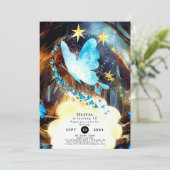 Boho Blue Butterfly Verjaardag Kaart (Staand voorkant)