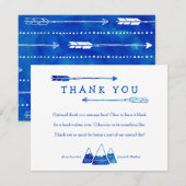 Boho Blue Carte de remerciements pour Baby shower (Devant / Derrière)