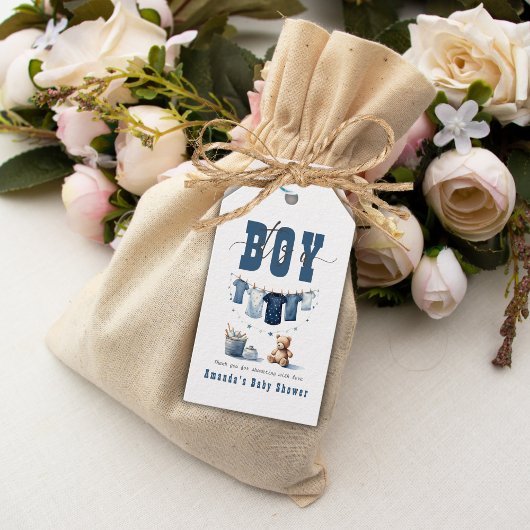 Boho Blue Clothesline Sweet is een Baby shower voo Cadeaulabel