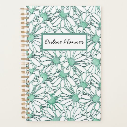 Boho Blue Daisy Motif Online Business Planner (Devant)
