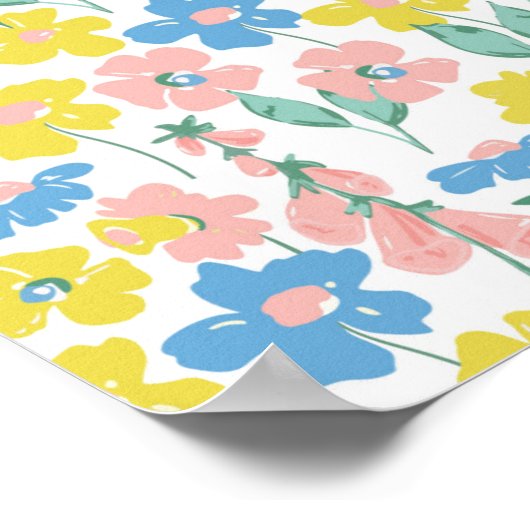 Boho Blue Ditsy Floral Custom Baby shower Welkom Poster (Hoek)