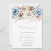 Boho Blue: Elegant Waterverf Floral Wedding Kaart (Voorkant)